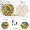 thumbnail image 4 of 6 Pcs Drink Coasters with Holder 3.94in Woven Coasters for Drinks Bluebird Surrounded by Flowers Coaster Set for Protection Table, 4 of 7