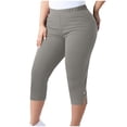 thumbnail image 2 of XL-5XL Plus Size Capri Leggings for Women Tummy Control Capri Yoga Pants High Waisted Stretchy Mid-calf Length Pull on Tights Jegging Gray 4XL, 2 of 7