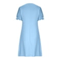thumbnail image 6 of asdoklhq Wedding Guest Dresses for Women Prom Dresses Round Neck Dress Gathered Waist Dress Plus Size Dress with Puff Sleeves Light Blue M, 6 of 6