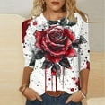 thumbnail image 2 of Pisexur Chandails en Molleton d'Halloween pour Femmes Manches 3/4 Col Rond Chandails en Molleton Graphiques Amusants Chandails à Capuchon Chandail Tops Tendance Automne Chandail Tops Blouses, 2 of 5