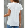 thumbnail image 3 of TEMOFON Womens Tops Fashion Ruffle Short Sleeve Tops Summer T Shirt V-Neck Casual Blouses Shirts White S, 3 of 5