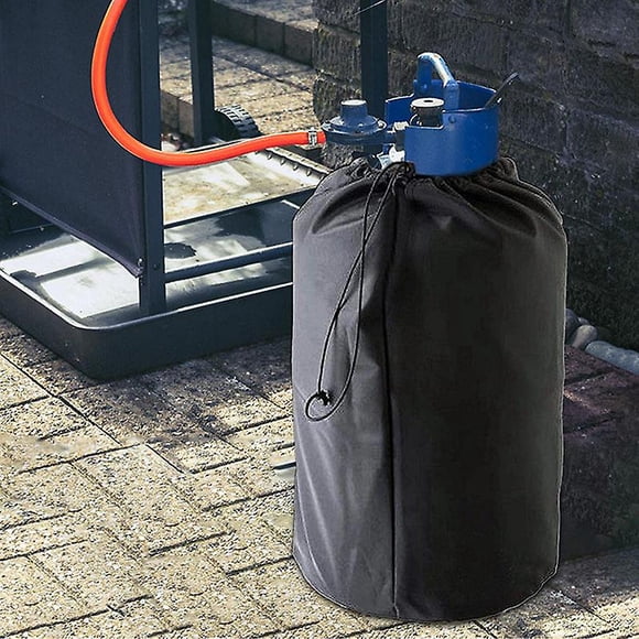 Jinsinto 210d Silver Coated Oxford Cloth Outdoor Bbq Dustproof Waterproof Propane Gas Bottle Cover, Black, 31*59cm