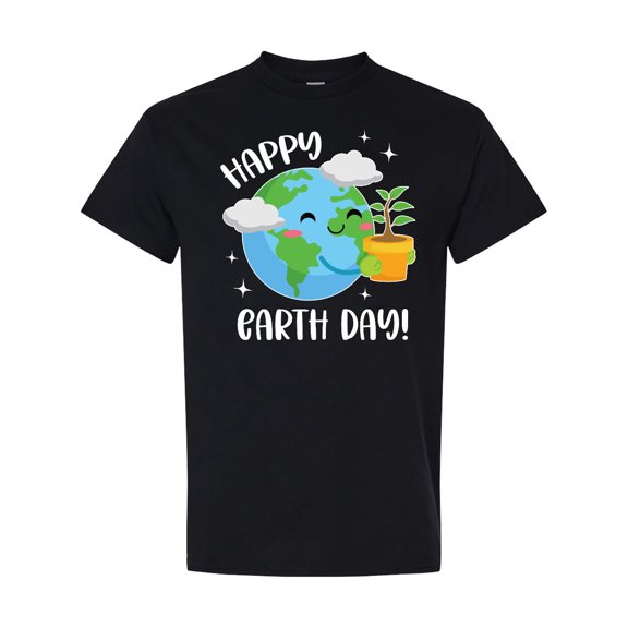 Inktastic Happy Earth Day Cute Smiling Planet Earth with Tree T-Shirt