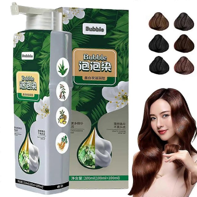 200ml Pure Plant Extract For Grey Hair Color Bubbles Dye Bubble Hairs Dye Plant Bubble Hair Dye Shampoo Lazy Bubble Hair Dye