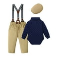 thumbnail image 2 of CARETOO Toddler Baby Boy Clothes 3-24 Months Outfit Formal Dress Shirt Suspender Pants Beret Hat Bow Tie 4pcs, 2 of 17