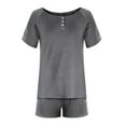thumbnail image 5 of GigrtiJin Womens Pajama Sets Casual Short Sleeve Button Front Tops and Drawstring Waist Shorts Sleepwear 2 Pack, 5 of 8