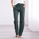 thumbnail image 2 of Pantalones casuales lisos con cintura elástica para mujer, largos, con cordón y corte recto, 2 of 4