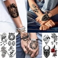 thumbnail image 5 of 22 hojas de tatuajes temporales de media manga en 3D para antebrazo para hombres, mujeres y adultos, La, 5 of 5