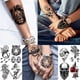 thumbnail image 5 of 22 Hojas 3D Antebrazo Media Manga Tatuajes Temporales para Hombres Mujeres Adultos, Grandes Tribal León Guerrero Tigre Lobo Flor Cráneo Falso Tatuaje Pegatinas Halloween, (patrón aleatorio), 5 of 5