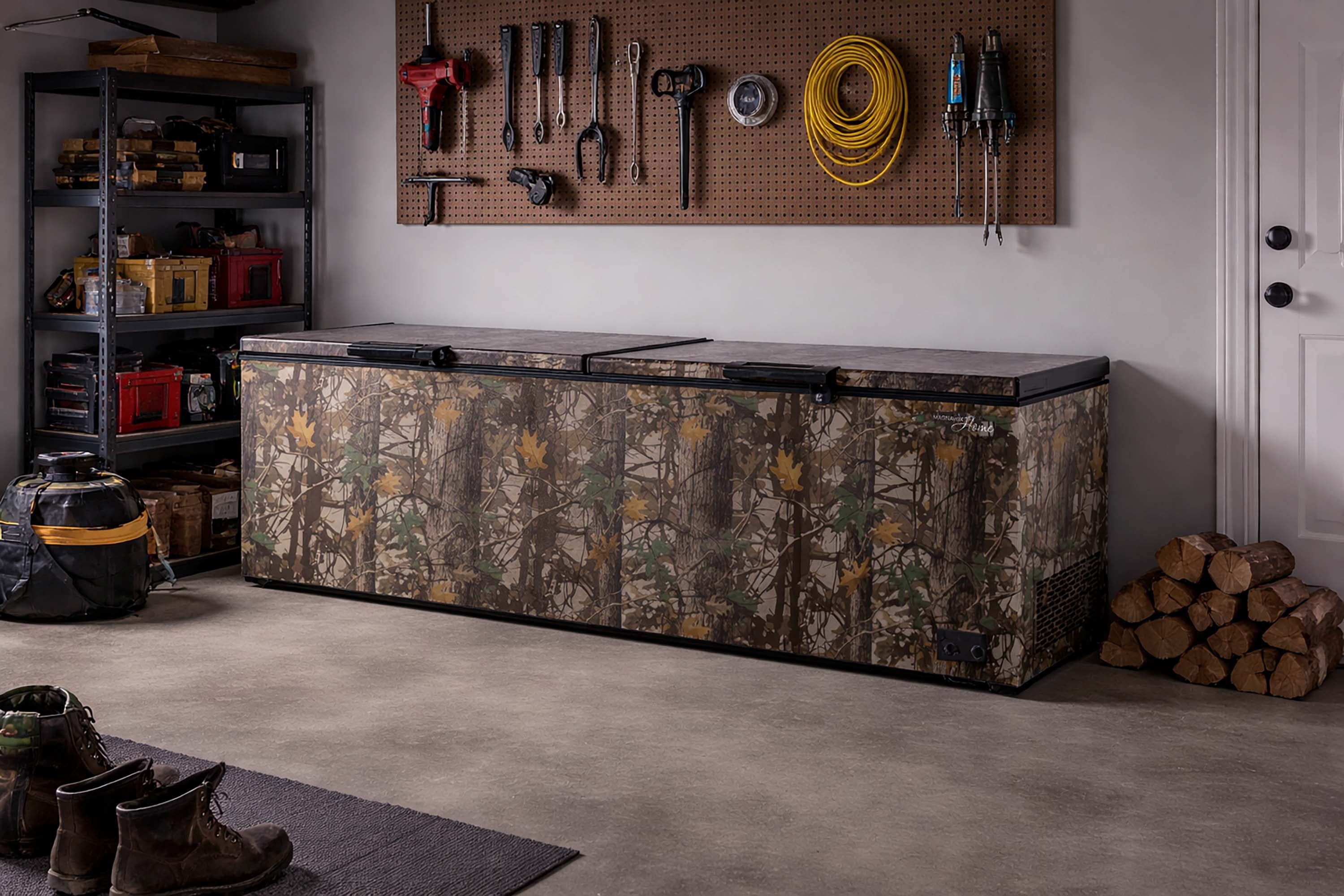Magnavox 30 Cu. ft. 2-Door Chest Freezer, Garage Ready Hunting Camo Deep Freezer