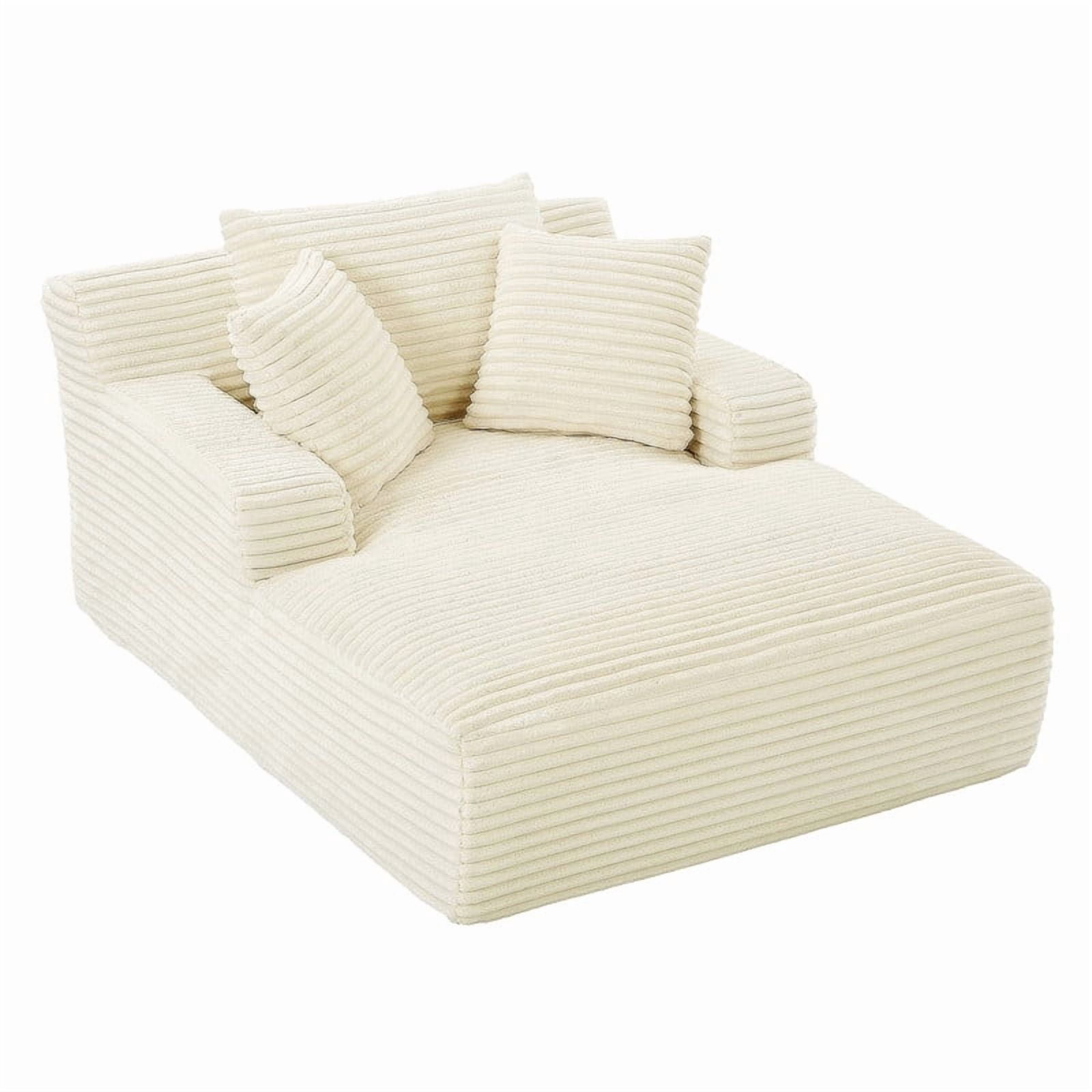 Oversized Chaise Lounge Chair Indoor, Upholstered Sofa Bed Sleeper Sofa Corduroy Cloud Couch Boneless Sofa Reading Chair with 3 Pillows for Living Room, 49.2''x66.1''