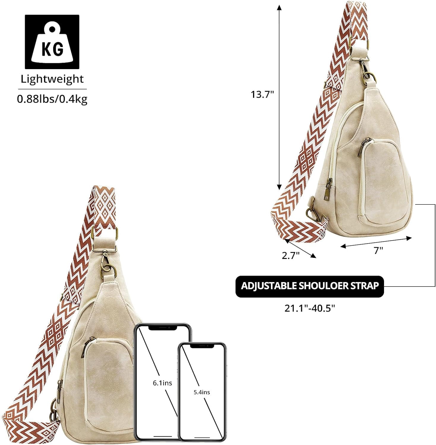 Sling Bag for Women Crossbody, PU Leather Small Sling bags Sling Chest Shoulder Backpack for Traveling Hiking
