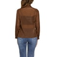thumbnail image 3 of INSPIRE CHIC Women's Shirt Mesh Sheer Point Collar Long Sleeve Button Down Shirt XS Brown, 3 of 6