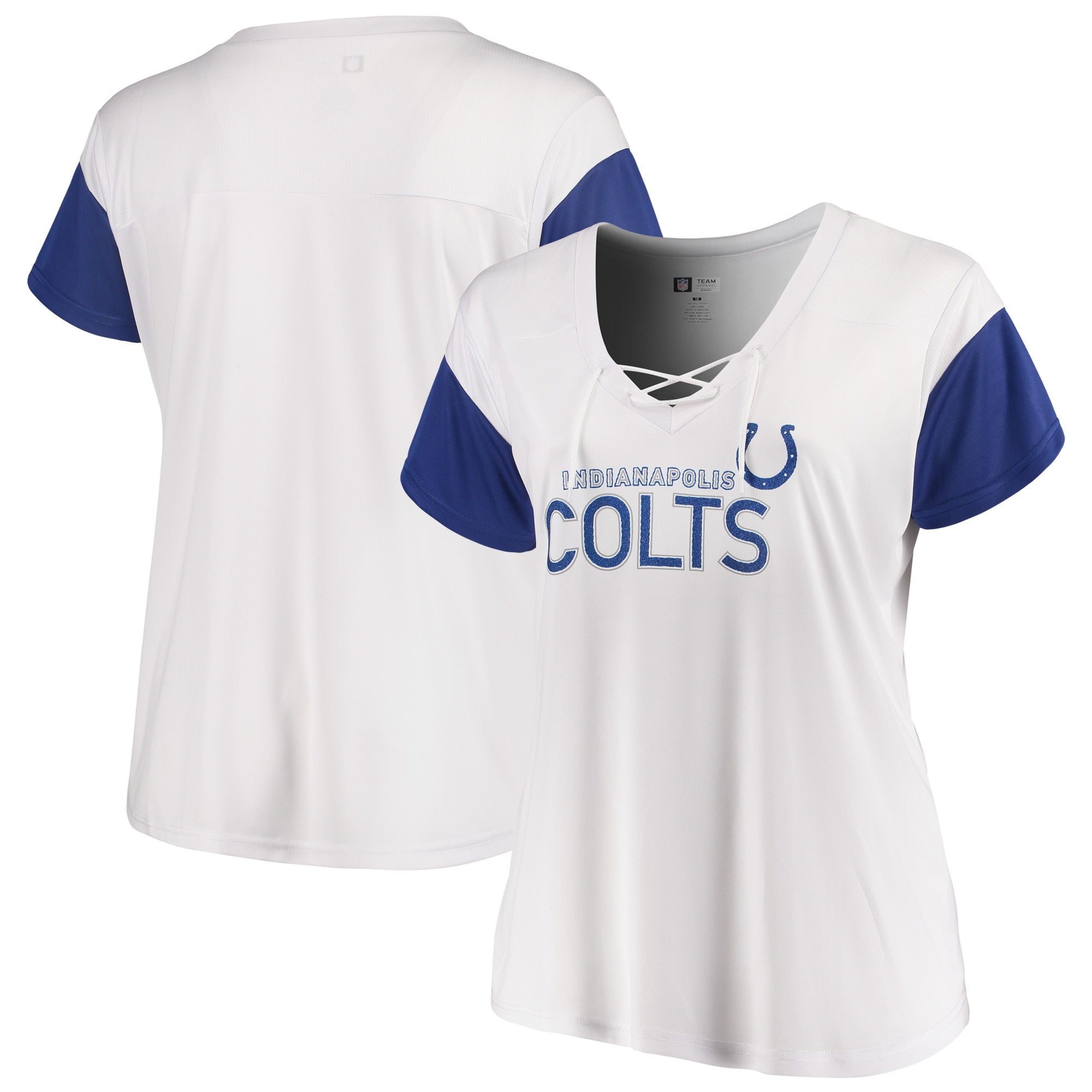 Indianapolis Colts Majestic Women's Lace-Up V-Neck T-Shirt - White ...