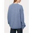 thumbnail image 4 of Women'S Sweater Crew Neck Long Sleeve Pullover Loose Fit Soft Knit Ribbed Hem Fall Winter Outfit Fog Blue One Size, 4 of 7