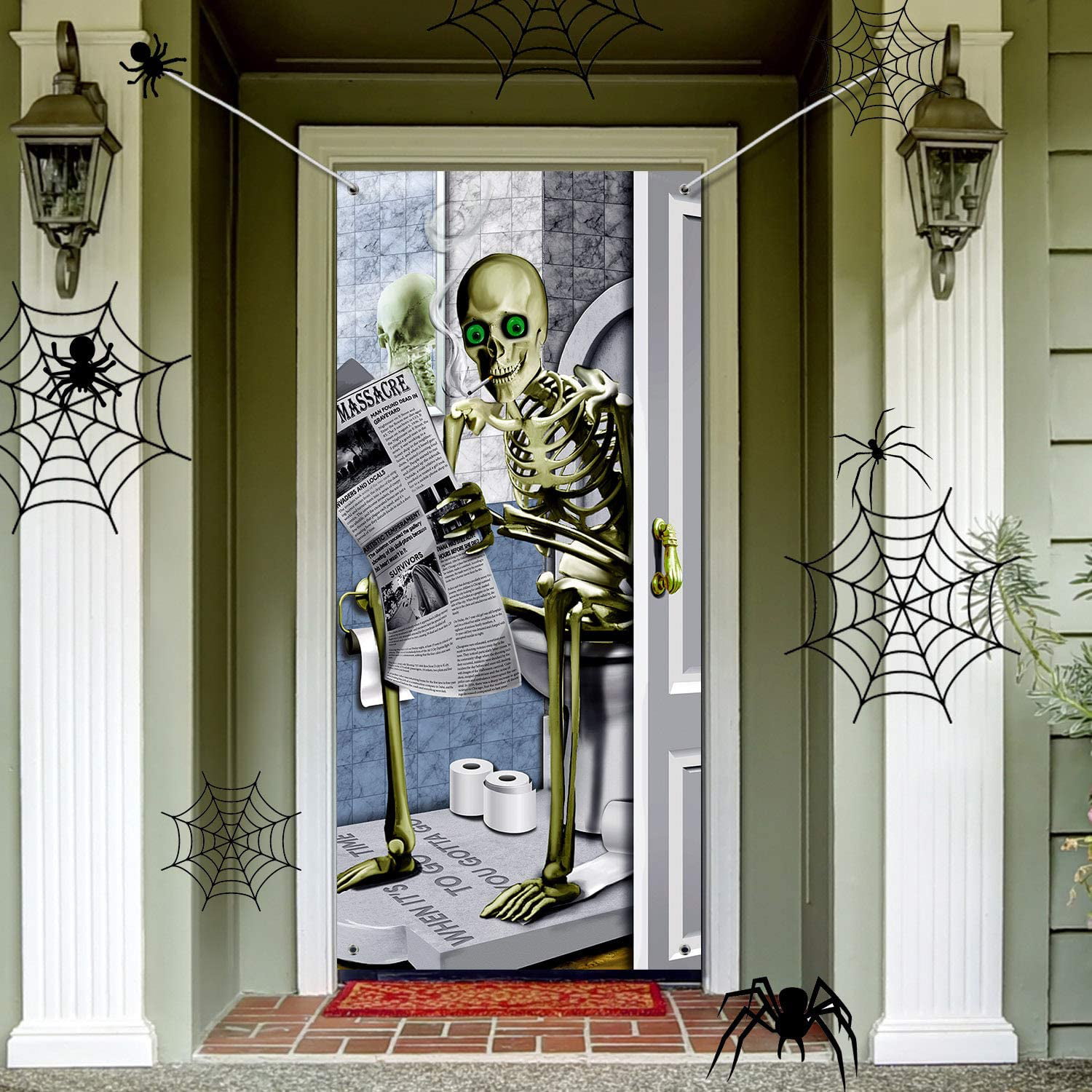 Skeleton Bathroom Door Cover Halloween Decor 