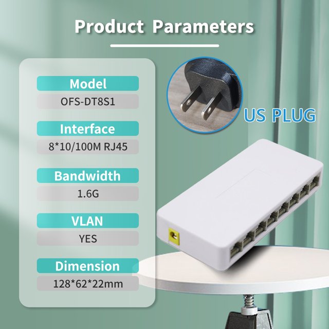 Interrupteur Ethernet 5 8 Ports UTP RJ45 Gigabit 1000 Mbps Mini Interrupteurs Réseau VLAN Ethernet Splitter Lan Hub Interrupteur 8 Ports 100M Prise US
