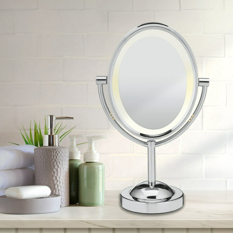 Conair Reflections Double-Sided Lighted Vanity Makeup Mirror, 1x