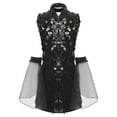 thumbnail image 4 of YiZYiF Women's Shiny Sequin Disco Dance Dress Sleeveless Mini Dress with Oversleeve Hippie Costume Black M, 4 of 5