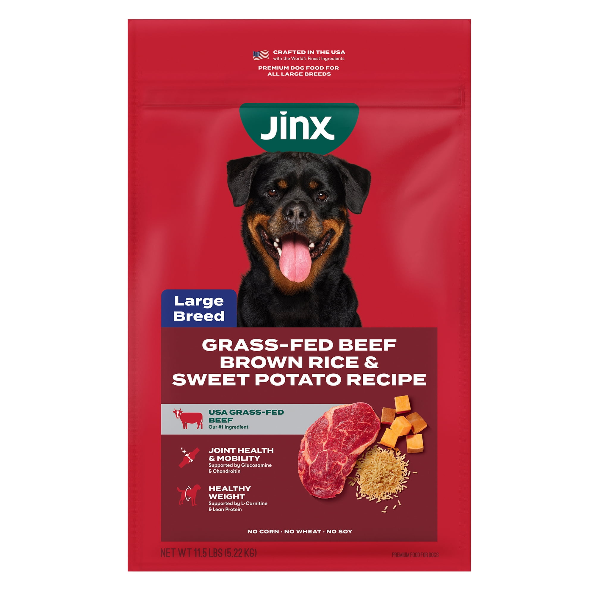 Jinx Large Breed Beef, Brown Rice, Sweet Potato Kibble, 11.5 lb