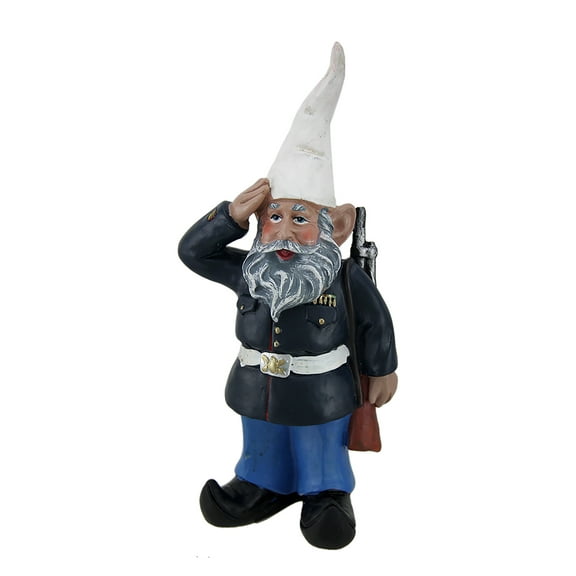 Zeckos Saluting U.S. Marine Dress Blues Military Garden Gnome Statue Resin Home Decor 8.5 inch Tall