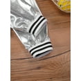 thumbnail image 3 of LiiYii Kids Girls Shiny Hip Hop Jazz Dance Jacket Coat Stand Collar Long Sleeve Zipper Outerwear Coat Silver 10, 3 of 8