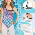 thumbnail image 6 of Uorisanigo Girls Swimsuits Size 7-8 Single Spaghetti Strap Ruffle Halter Swimming Training Bathing Suit Mermaid Scale One Piece Quick Dry Beach Swimwear for Kids, 6 of 7