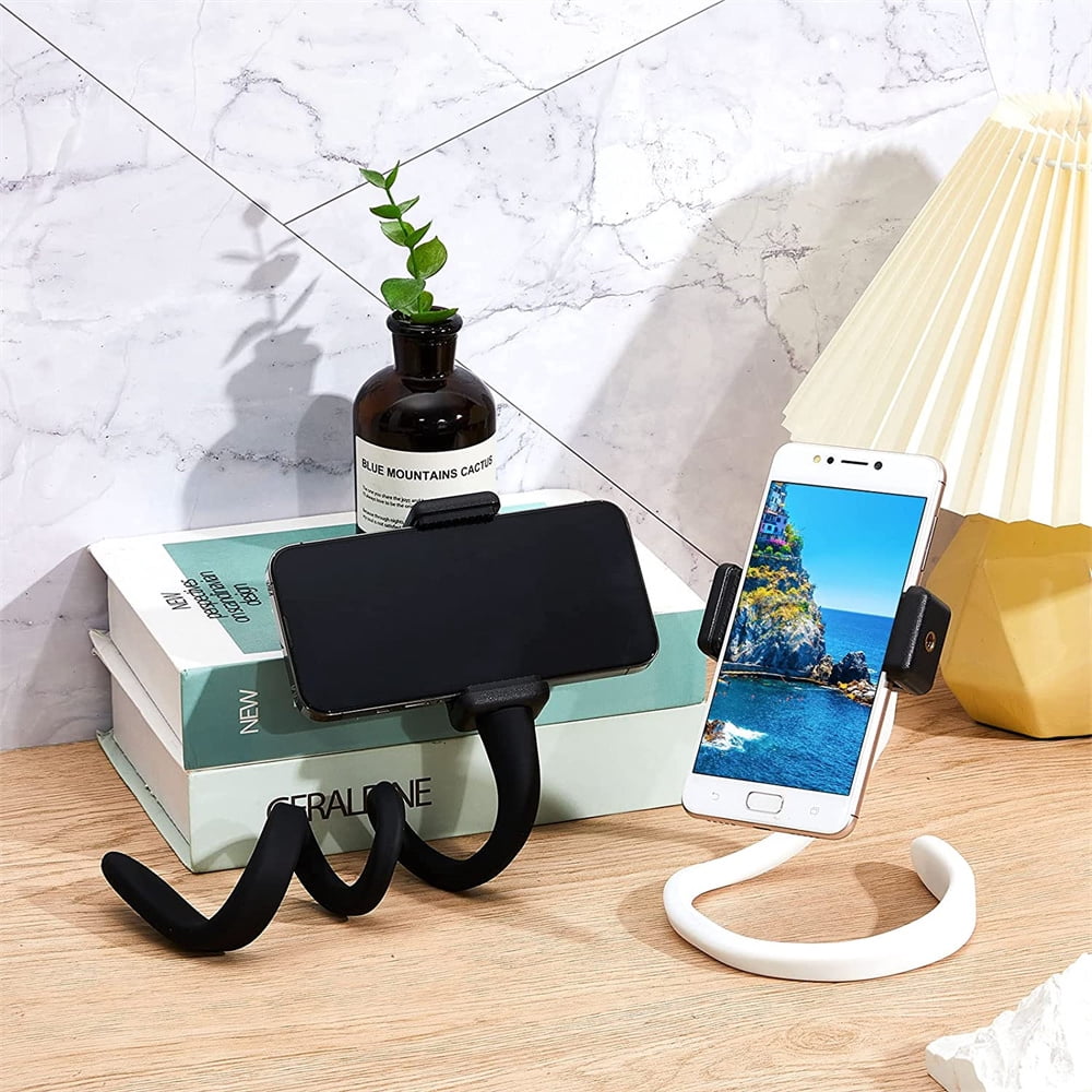 NOGIS 2 Pcs Stroller Phone Holder Portable Cell Phone Holder Stand Universal Stroller for Parent Baby Toddler Phone Clamp with Non Slip Silicone Arm Grip for Stroller Belly Bar Shopping Carts