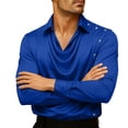 thumbnail image 6 of CLOISE Casual Shirts for Men Long Sleeves Big and Tall Tops Collared Pullover Solid Color Blouses Blue 3XL, 6 of 6