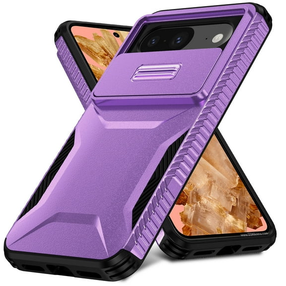 for Google Pixel 10A Case with Sliding Camera Lens Protective Cover, Heavy Duty Shockproof Rugged Durable Military Grade Drop Protection Phone Case Cover for Google Pixel 10A, Purple