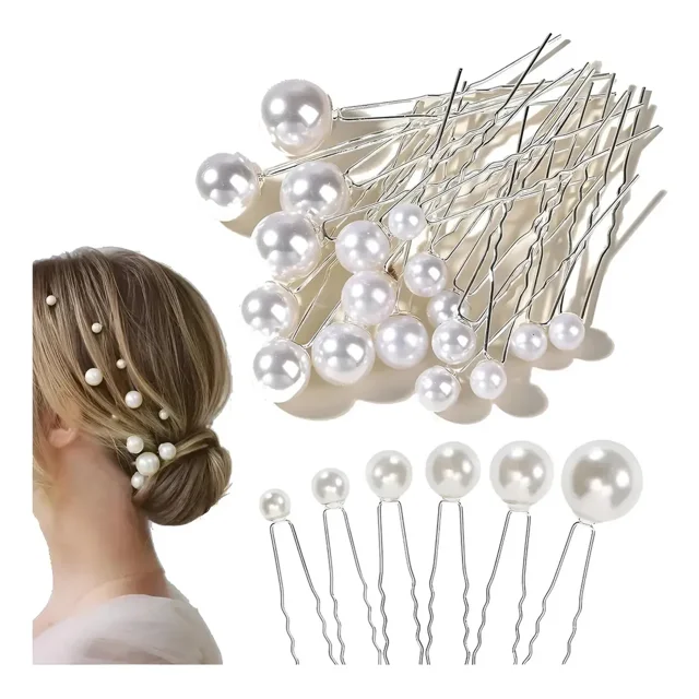 18 Pinzas For El Pelo Con Perlas, For Novias