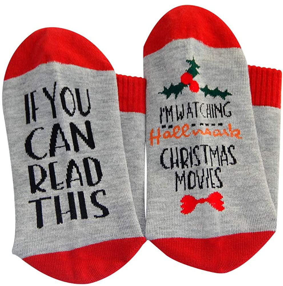 Socks & Hosiery Novelty Funny Socks If You Can Read This I'M Watching  Christmas Movies 