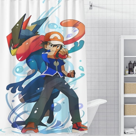 Greninja Shower Curtain 35*70.8 Inches Waterproof And Durable Vivid Patterns Instantly Elevates Bathroom Style