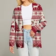 thumbnail image 5 of Women's Fashion Long Sleeve Snowflake and Christmas Tree Print V-Neck Button Down Loose Fit Knit Cardigan Top for Holiday Party and Daily Casual Use,Red,M, 5 of 6