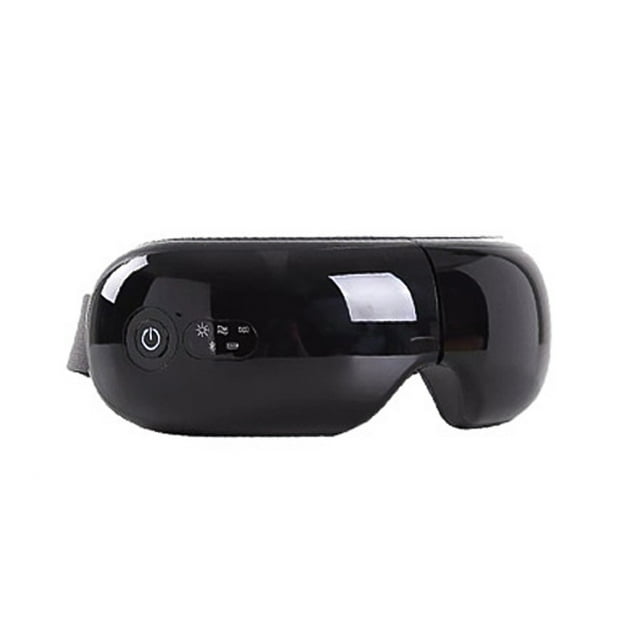 Electric Eye Massager with Heat Vibration for Relieve Eye Strain Built-in Battery Adjustable Elastic Band 4 Modes BT Music Connection Black