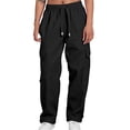 thumbnail image 3 of GrmtClth Men's Cargo Sweatpants Pants Wide Leg Sweat Pants Fall Baggy Y2K Parachute Pants with Pockets Black M, 3 of 6