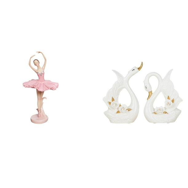Elegante Pareja De Bailarinas Y Cisnes, Escultura De Resina Y Cerámica, Adorno Decorativo Novedoso Para Oficina, Sala De Estudio, Estantería Y Armario.