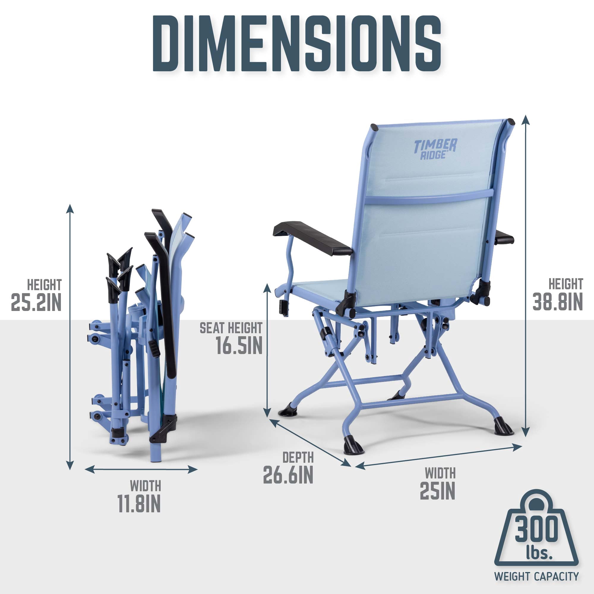 Timber Ridge MELO™ Glider Camping Chair, Folding Outdoor Glider with Cup Holder, Coastal Mist