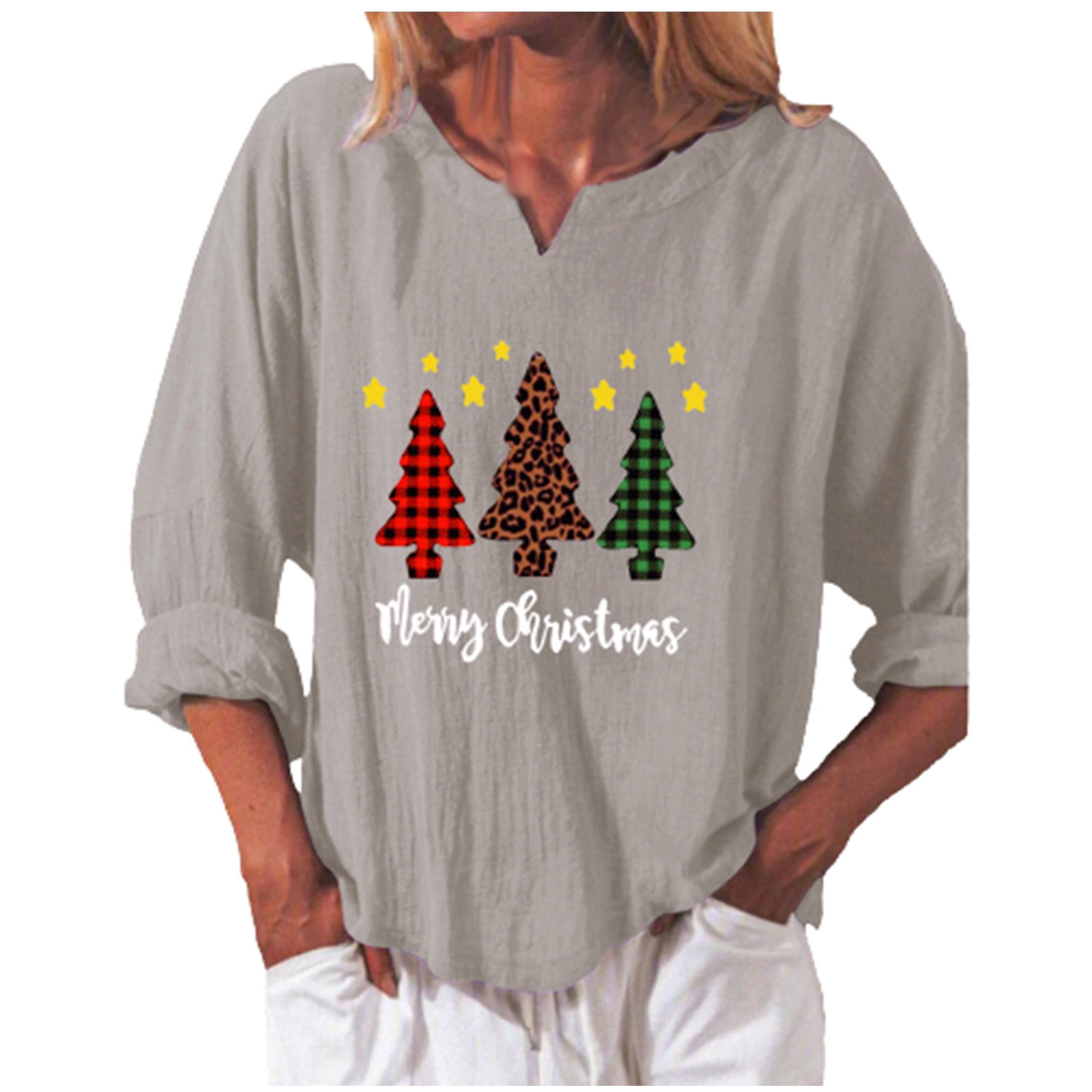 Womens Summer Tops V-Neck Christmas 