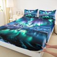 thumbnail image 3 of Manfei Beauty Aurora Twin Sheet Sets,Natural Lanscape Twin Fitted Sheet,Snow Mountain Flat Sheet For Men Women,Ultra Soft Home Decor,3pcs, 3 of 7