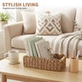 thumbnail image 3 of Yucurem Wicker Storage Basket with Wooden Handles, Wicker Toilet Basket for Tank Topper, Hand Woven Rattan Organizer Bin for Bathroom Home, 3 of 10