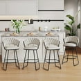 thumbnail image 6 of Yongchuang Velvet Bar Stools Set of 2, 30 inch Modern Barstools with Woven Back Large Seat Bar Height Bar Chairs for Kitchen Island Ivory, 6 of 8