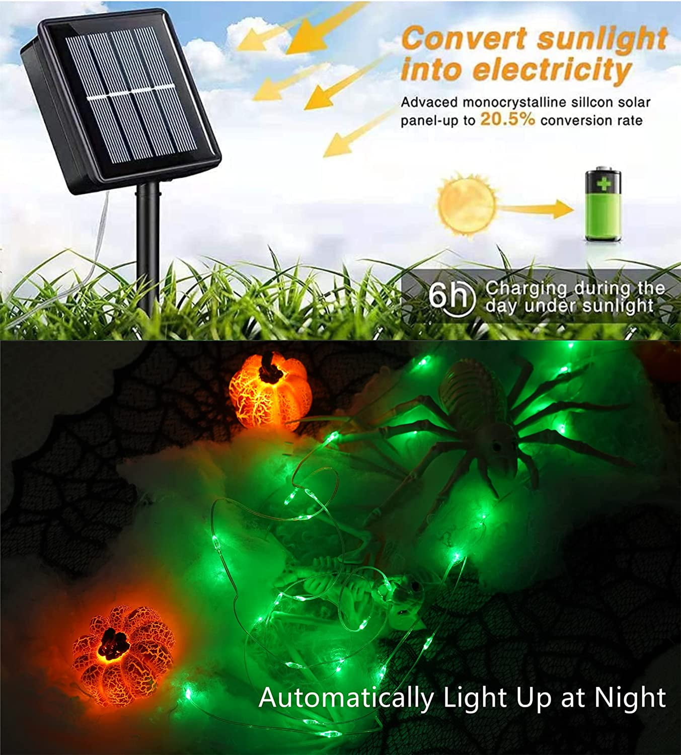 Green Solar Fairy Lights Outdoor Waterproof, 4 Pack Each 33ft 100 LED Solar String Lights, 8 Modes Silver Wire Solar Twinkle Lights for Halloween Christmas Patio Garden