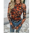 thumbnail image 6 of Zeagoo Women's Going Out Top Long Sleeve Sheer Mesh Shirts Fitted Mock Neck Trendy Blouses, 6 of 6