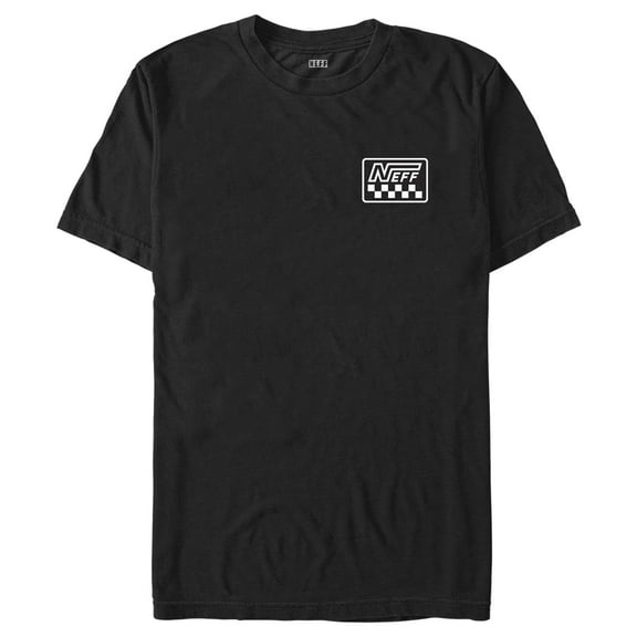 Men's NEFF Black and White Checkered Badge Graphic Tee Black Medium