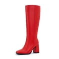 thumbnail image 1 of Botas hasta la rodilla Aizhenzm de piel sintética rojas para mujer, talla 8, 1 of 7