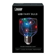 Feit Electric Fairy LED 1 Watts RGB Light Bulb, Square Shape, Medium (E26) Base, Clear, Non-Dimmable