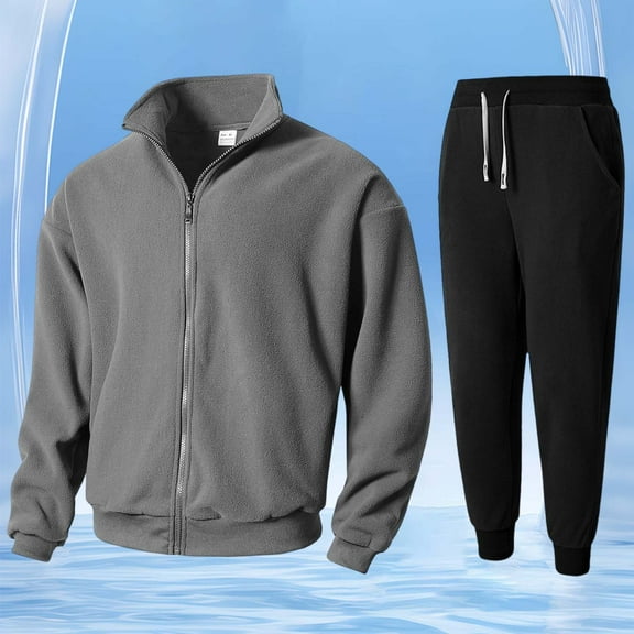 Solid Track Suits for Men Set Casual Athletic Sweatsuit Full Zip Pullover Long Sleeve Running Sport Outfits Casual Running Jogging Sport Suit Sets