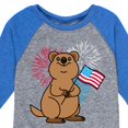thumbnail image 3 of Instant Message - Quokka with American Flag & Fireworks - Toddler & Youth Raglan Graphic T-Shirt, 3 of 5