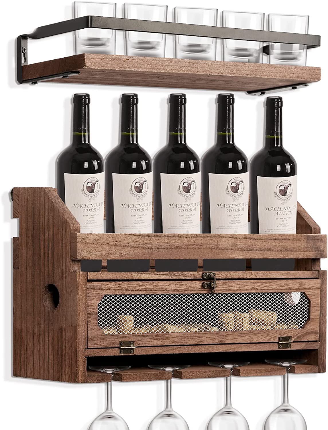 7 Bottles New Real Wooden Wine Rack/Cabinet Flamingo 7 Light Oak Kitchen/Bar 